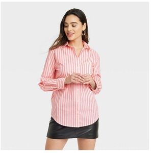 New! Womens  Slim-Fit
Boyfriend Long-Sleeve Button-Down
Shirt , A New Day XXL.